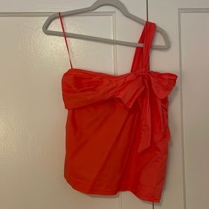 Salmon j crew one shoulder cotton top